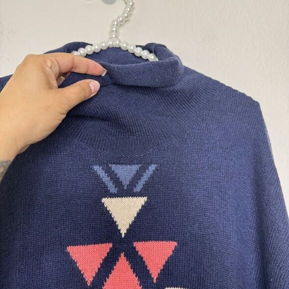 J. Jill Sweater XS Southwestern Aztec Pullover Knit Poncho Long Sleeve Relax - Picture 5 of 13